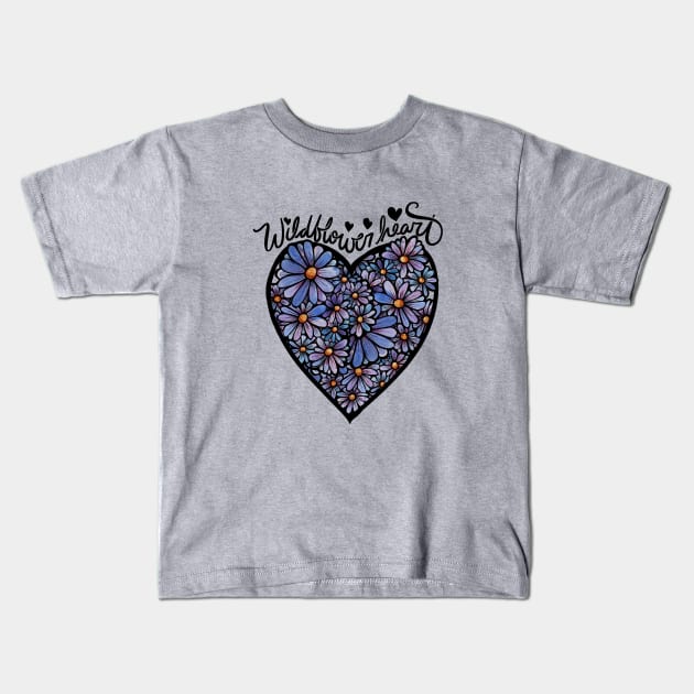Wildflower Heart Kids T-Shirt by bubbsnugg